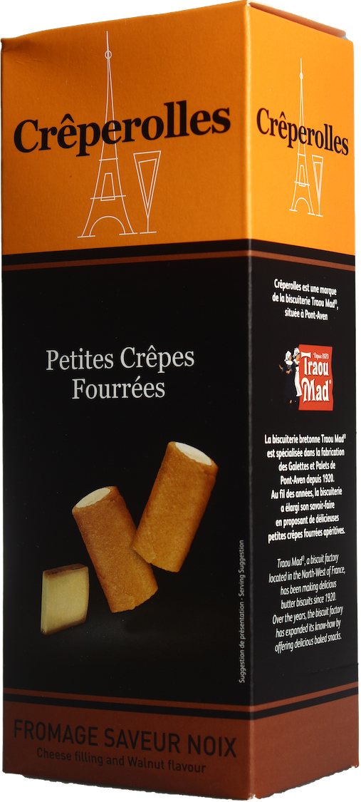 Crêperolles Mini-Crêpe gefüllt mit Käsepulver & Walnussgeschmack